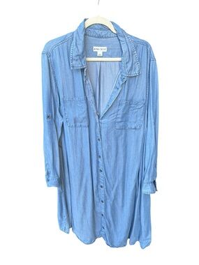 Ava & Viv Light Blue Chambray Shirt Dress I Size: 3X